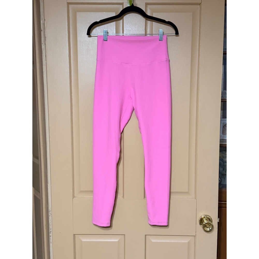 Wilo‎ The Label Ribbed Leggings Pink High Waisted WL-24-12-L Womens Large NWT